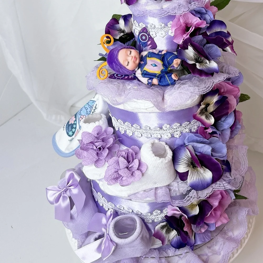 Flowers Diaper Cake, Butterfly Cake